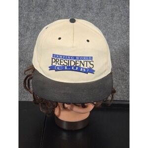 VTG Headmaster Camping World President's Club Snapback Hat Cream Black Mens OSFM